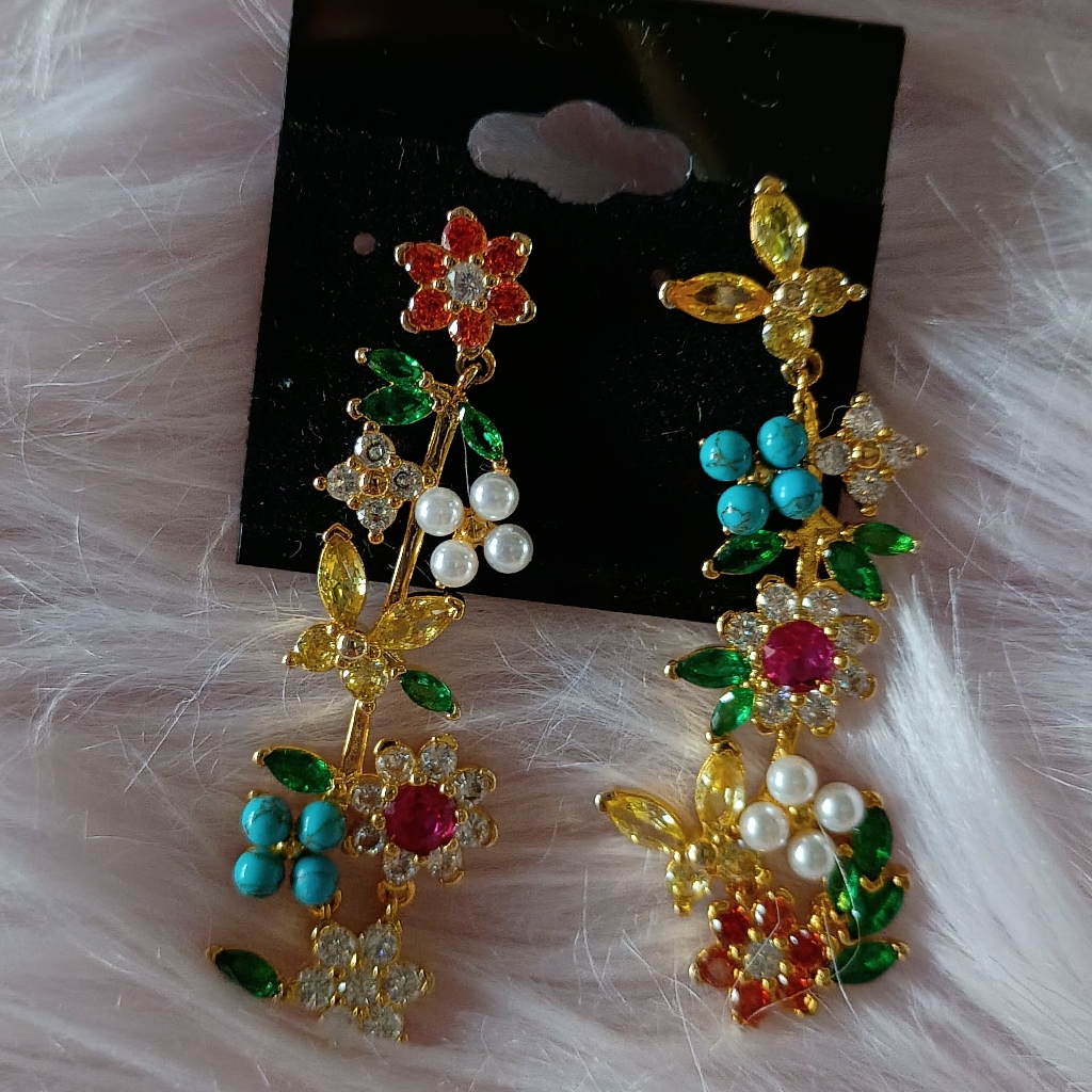 Isabella M Multicolored Floral Butterfly Flower Garden Bloom Earrings 30$